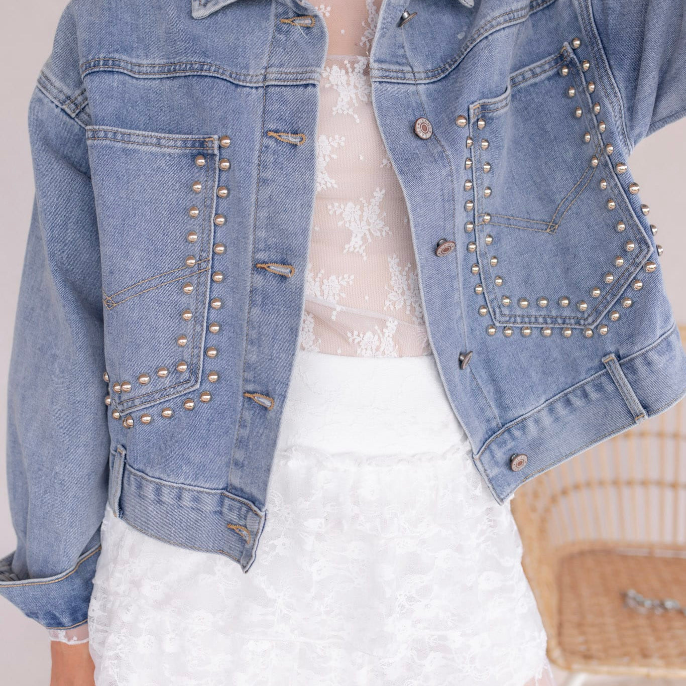 Tell Me About It Studded Jean Jacket