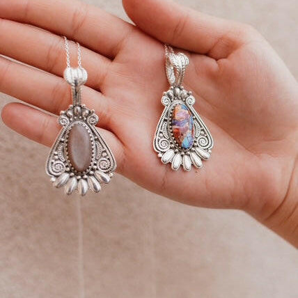 Sterling Desert Blossom Necklace-Pendant Necklaces-Krush Kandy, Women's Online Fashion Boutique Located in Phoenix, Arizona (Scottsdale Area)