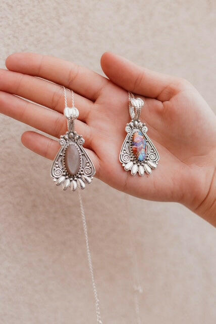 Sterling Desert Blossom Necklace-Pendant Necklaces-Krush Kandy, Women's Online Fashion Boutique Located in Phoenix, Arizona (Scottsdale Area)