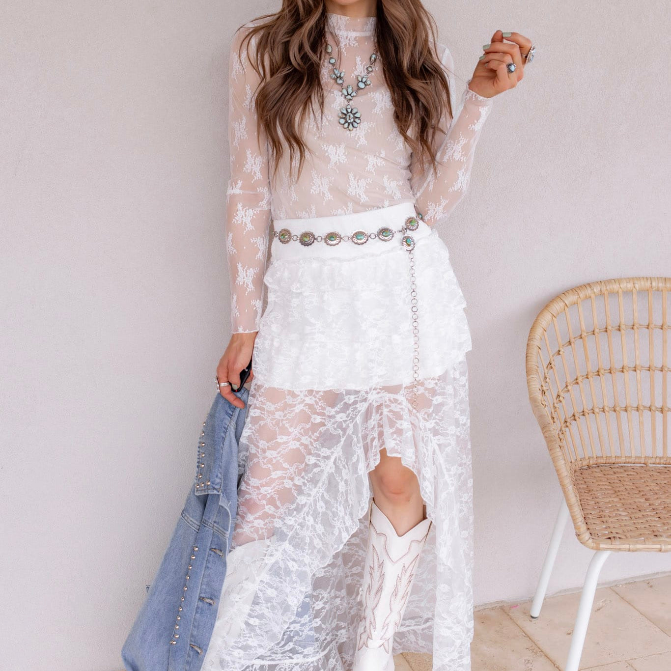 The Darling Sheer Lace Frilly High Low Skirt