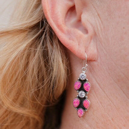 Opal & Crystal Stone Earrings-Drop Earrings-Krush Kandy, Women's Online Fashion Boutique Located in Phoenix, Arizona (Scottsdale Area)