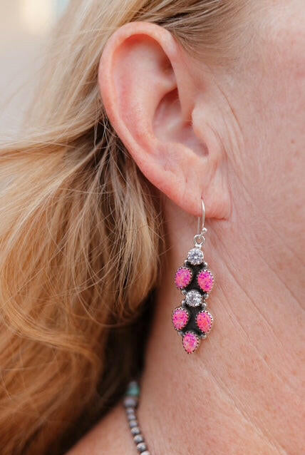 Opal & Crystal Stone Earrings-Drop Earrings-Krush Kandy, Women's Online Fashion Boutique Located in Phoenix, Arizona (Scottsdale Area)