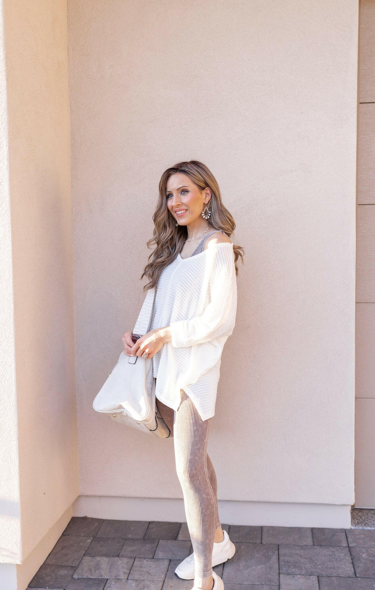 Chasing Comfort 3/4 Sleeve Waffle Knit Top-Short Sleeve Tops-Krush Kandy, Women's Online Fashion Boutique Located in Phoenix, Arizona (Scottsdale Area)