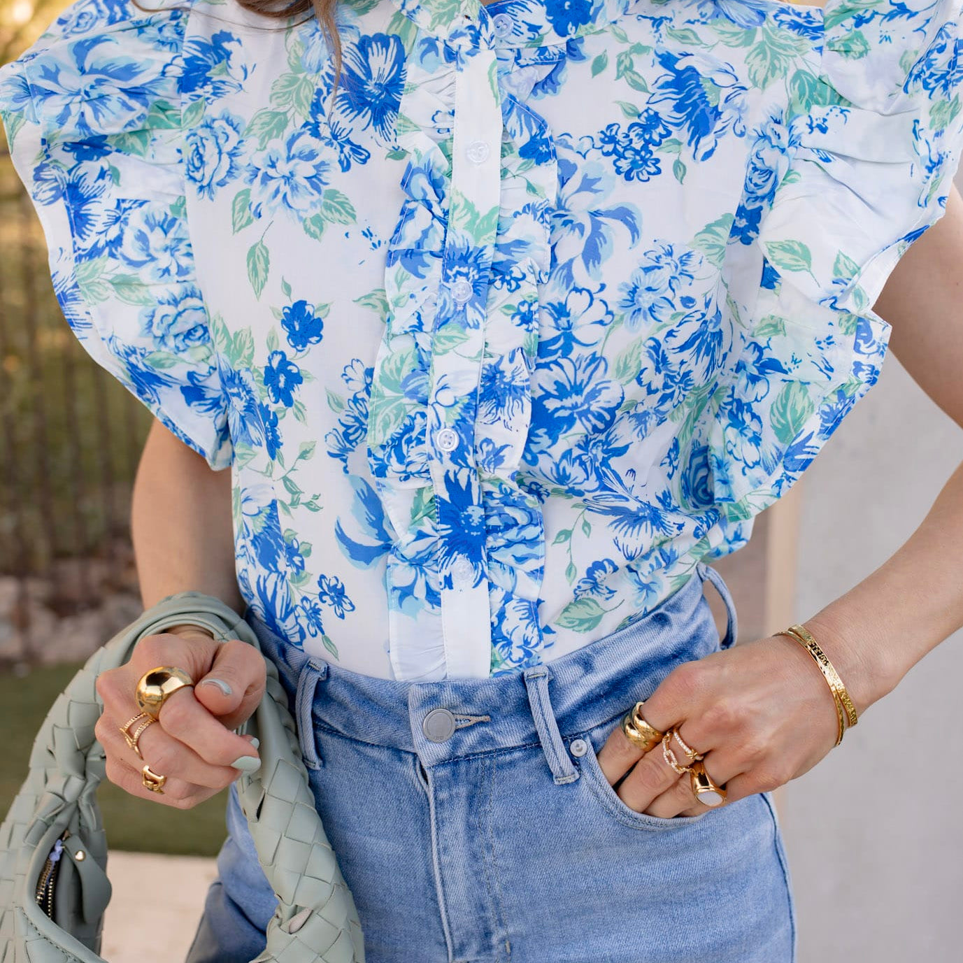 The Forever Bloom Floral Print Ruffle Sleeve Top