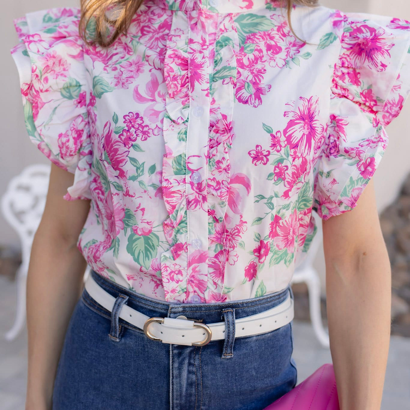 The Forever Bloom Floral Print Ruffle Sleeve Top