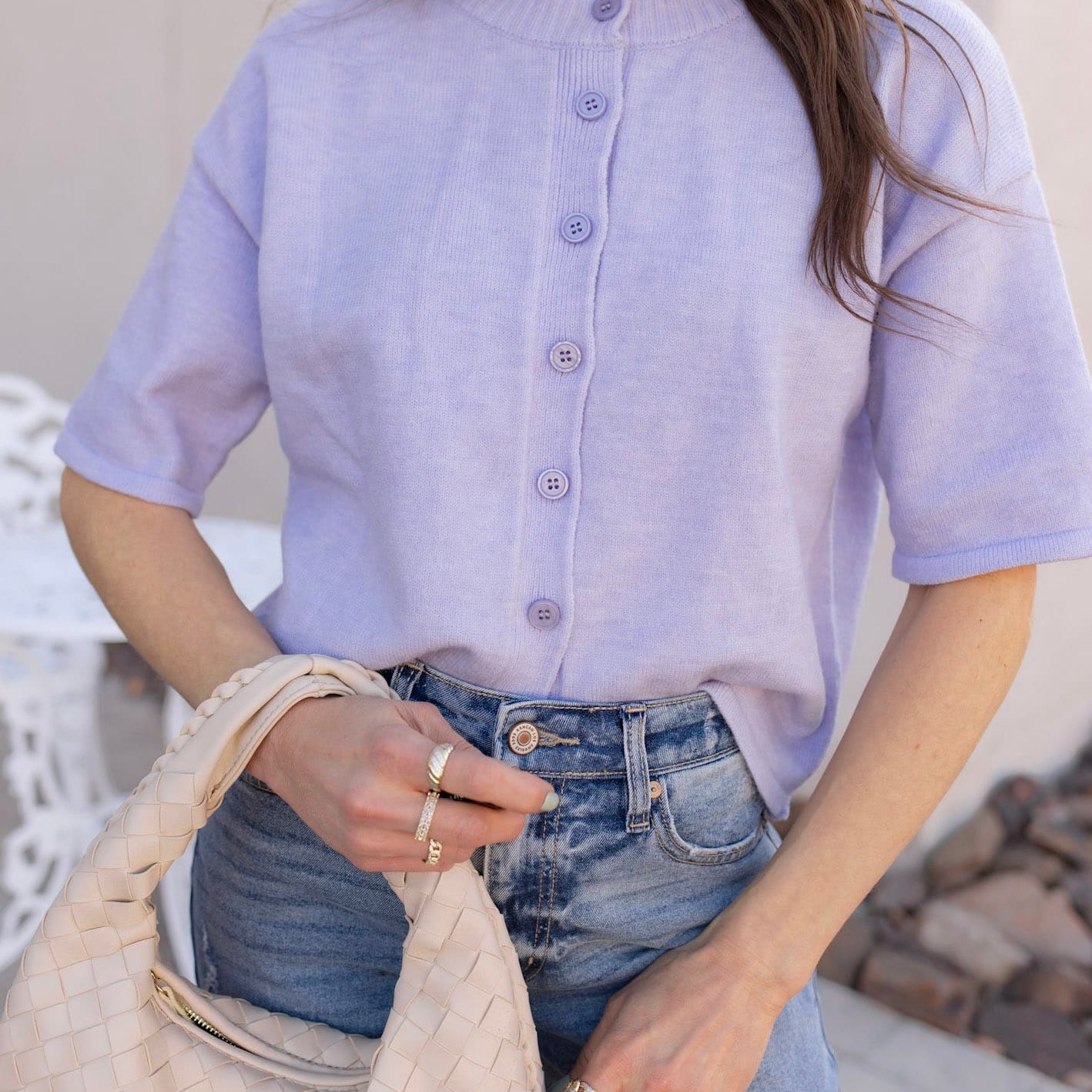 Lavender Love 3/4 Sleeve Sweater Cardigan