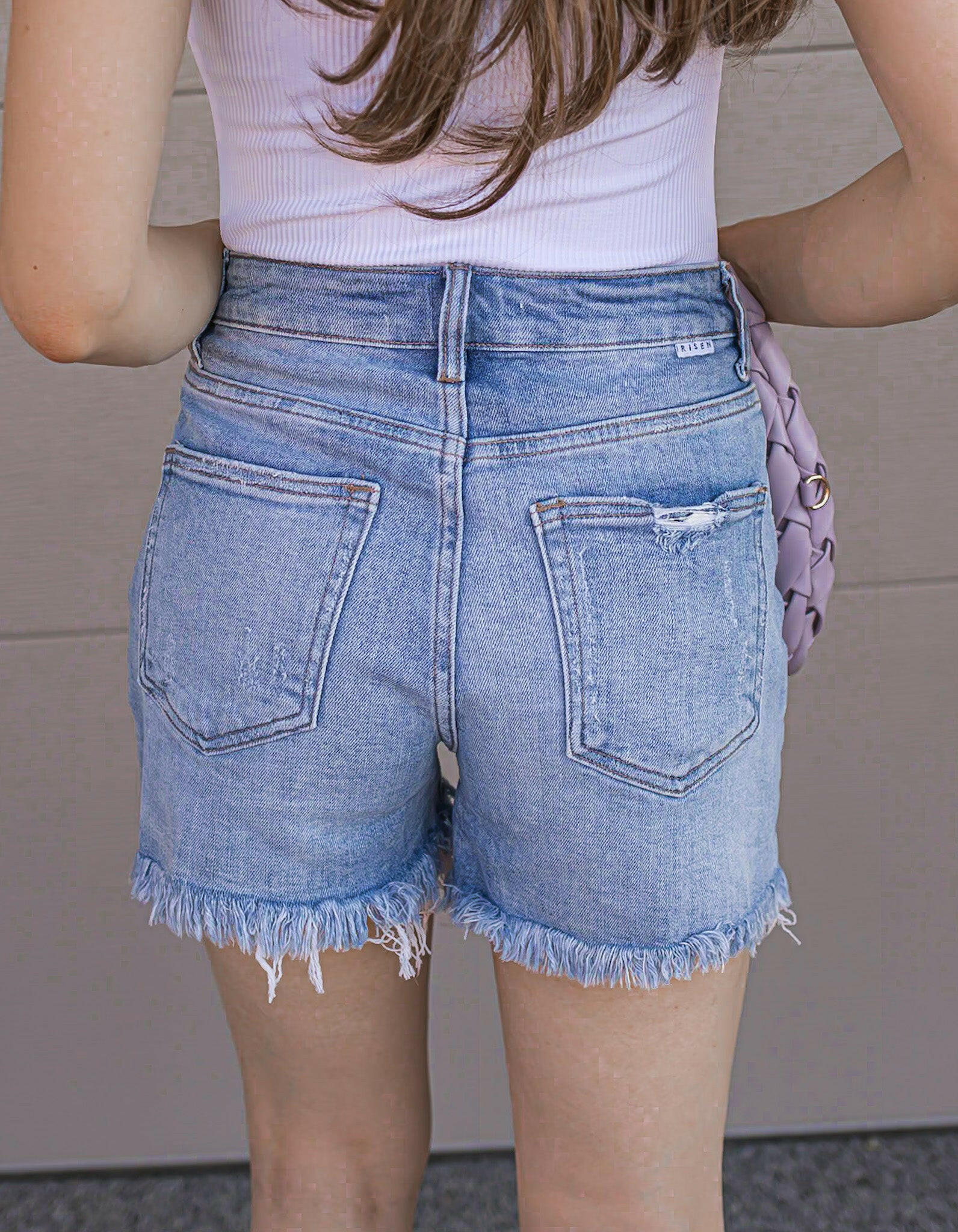Risen Krissy Button Fly Frayed Hem Denim Shorts-Shorts-Krush Kandy, Women's Online Fashion Boutique Located in Phoenix, Arizona (Scottsdale Area)