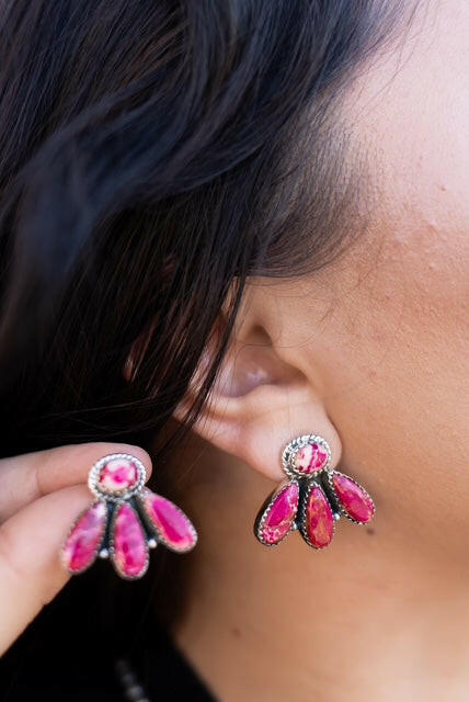 Desert Jasper Three Petal Studs-Earrings-Krush Kandy, Women's Online Fashion Boutique Located in Phoenix, Arizona (Scottsdale Area)