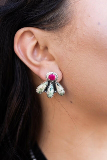 Desert Jasper Three Petal Studs-Earrings-Krush Kandy, Women's Online Fashion Boutique Located in Phoenix, Arizona (Scottsdale Area)