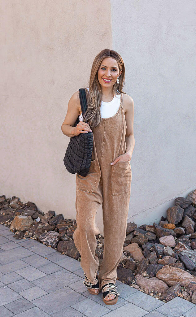 Gold Coast MIneral Washed Overall Jumpsuit-Jumpsuits & Rompers-Krush Kandy, Women's Online Fashion Boutique Located in Phoenix, Arizona (Scottsdale Area)