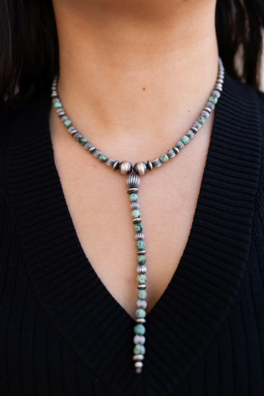 Wild For You Turquoise Desert Pearl Lariat Necklace-Necklaces-Krush Kandy, Women's Online Fashion Boutique Located in Phoenix, Arizona (Scottsdale Area)