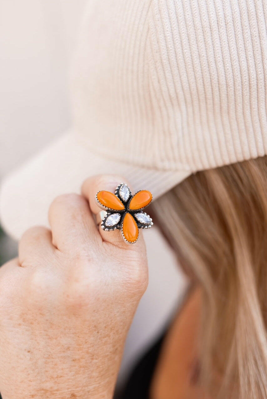 Tangerine Rosarita Bloom Rings-Rings-Krush Kandy, Women's Online Fashion Boutique Located in Phoenix, Arizona (Scottsdale Area)