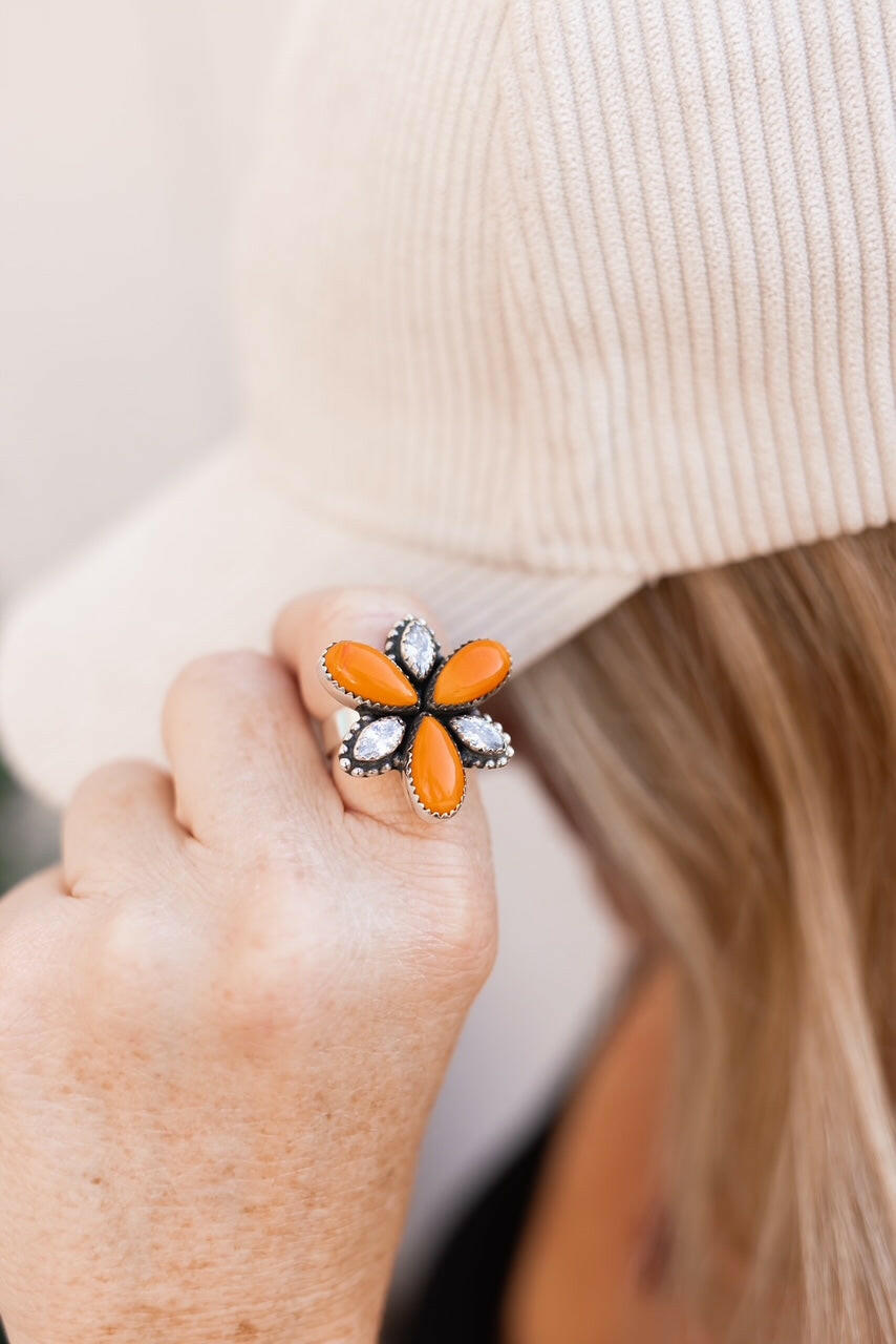 Tangerine Rosarita Bloom Rings-Rings-Krush Kandy, Women's Online Fashion Boutique Located in Phoenix, Arizona (Scottsdale Area)