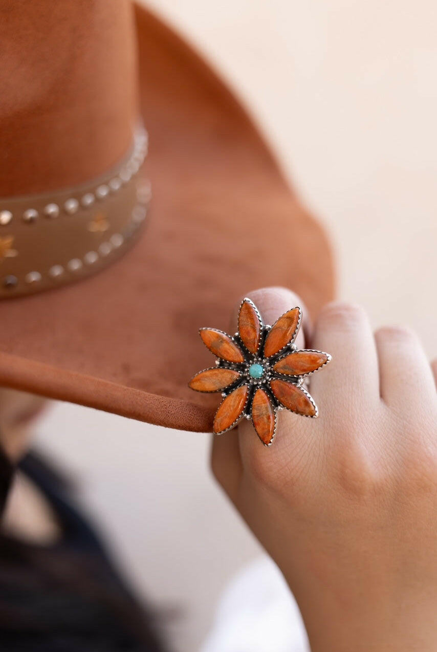 Orange Mojave Blossom Ring-Rings-Krush Kandy, Women's Online Fashion Boutique Located in Phoenix, Arizona (Scottsdale Area)