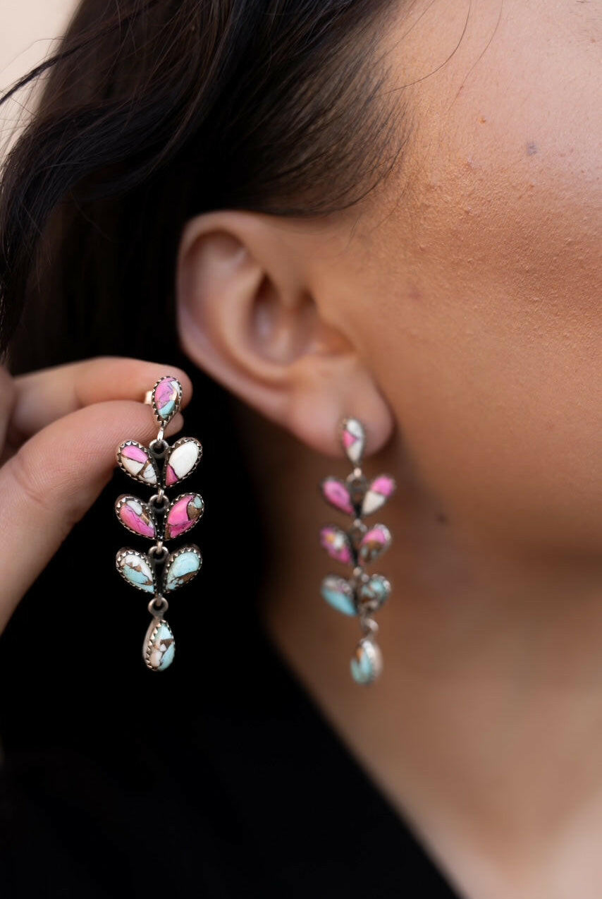 Cotton Candy Feather Dangle Drop Earrings-Earrings-Krush Kandy, Women's Online Fashion Boutique Located in Phoenix, Arizona (Scottsdale Area)