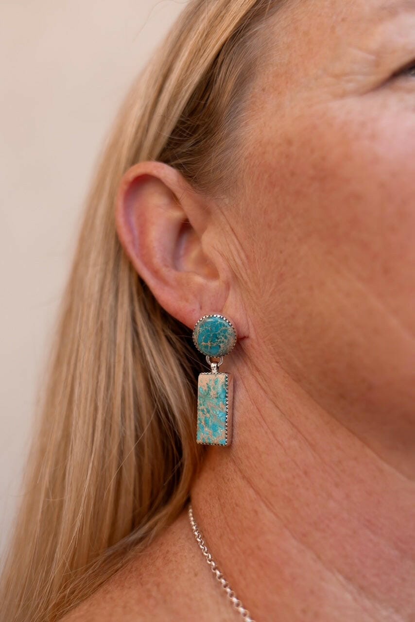 Desert Jasper Blue Slab Earrings-Earrings-Krush Kandy, Women's Online Fashion Boutique Located in Phoenix, Arizona (Scottsdale Area)