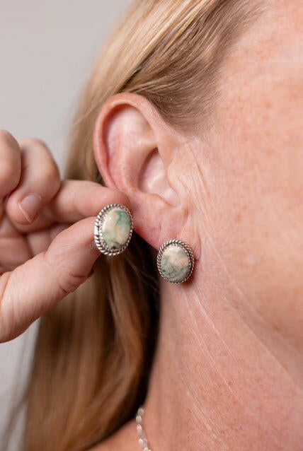 Jasper Slab Stud Earrings-Earrings-Krush Kandy, Women's Online Fashion Boutique Located in Phoenix, Arizona (Scottsdale Area)