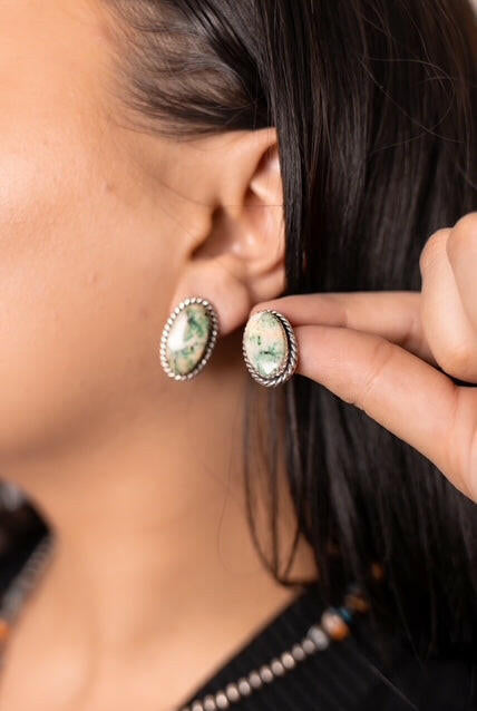 Jasper Slab Stud Earrings-Earrings-Krush Kandy, Women's Online Fashion Boutique Located in Phoenix, Arizona (Scottsdale Area)