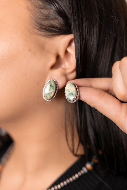 Jasper Slab Stud Earrings-Earrings-Krush Kandy, Women's Online Fashion Boutique Located in Phoenix, Arizona (Scottsdale Area)