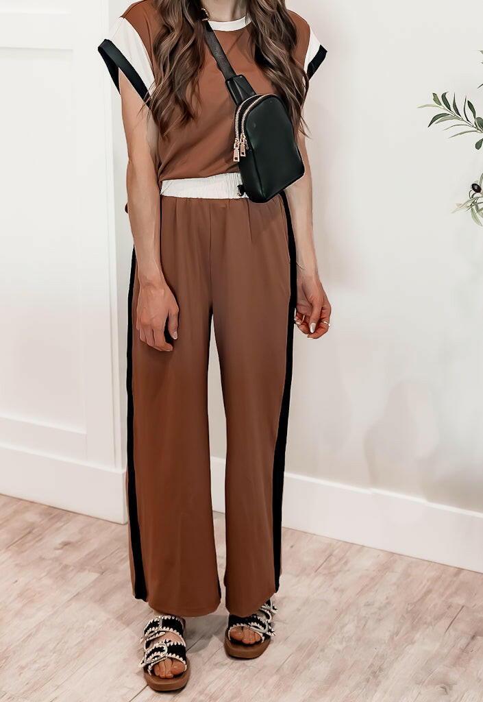 Chelsey Contrast Stripe Top and Bottom Set-2 Piece Outfit Sets-Krush Kandy, Women's Online Fashion Boutique Located in Phoenix, Arizona (Scottsdale Area)