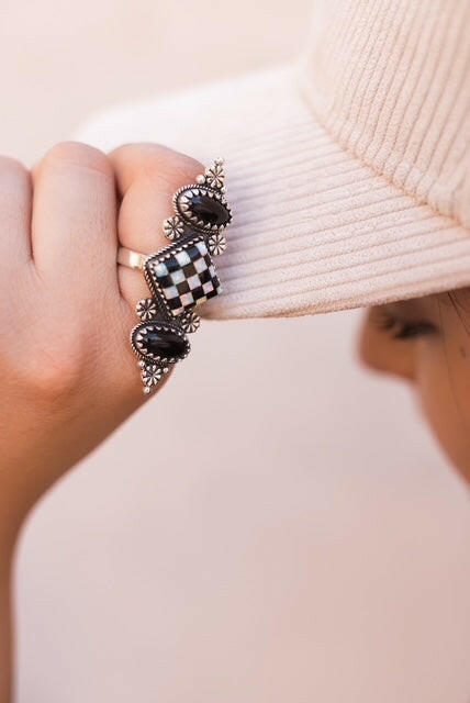 Queens Move Checkered Ring-Cluster Rings-Krush Kandy, Women's Online Fashion Boutique Located in Phoenix, Arizona (Scottsdale Area)