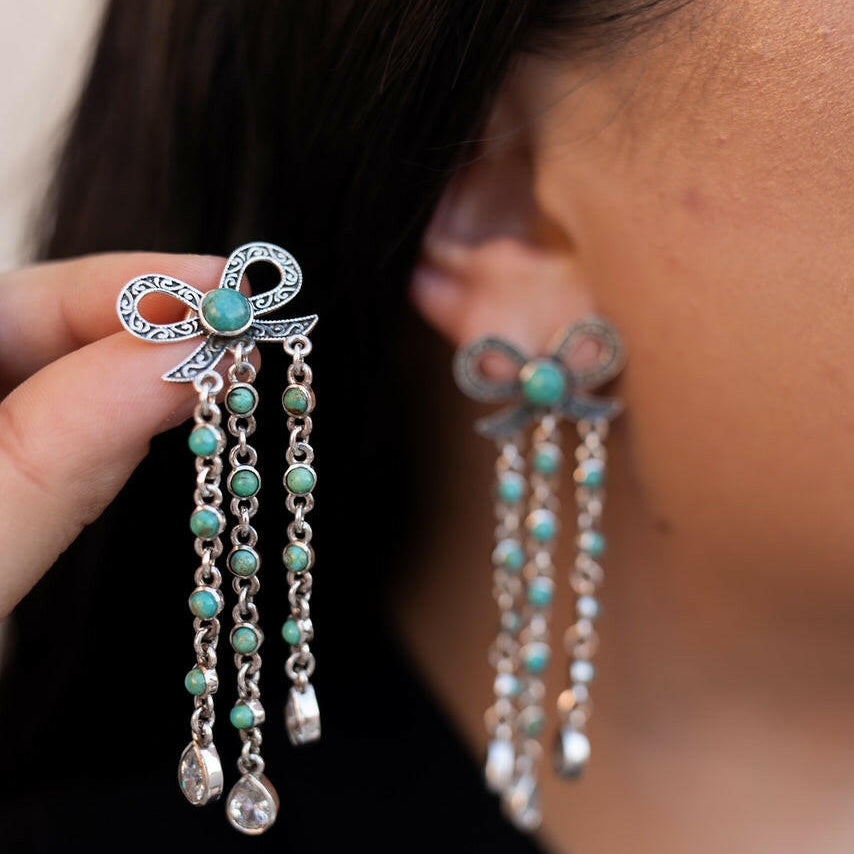 Stone Bundle Dangle Bow Earrings-Stud Earrings-Krush Kandy, Women's Online Fashion Boutique Located in Phoenix, Arizona (Scottsdale Area)