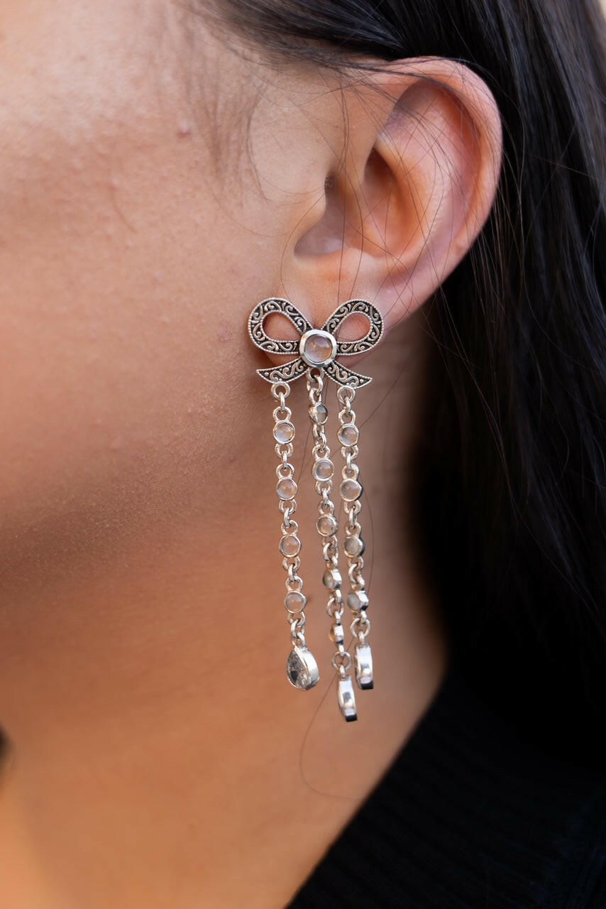 Stone Bundle Dangle Bow Earrings-Stud Earrings-Krush Kandy, Women's Online Fashion Boutique Located in Phoenix, Arizona (Scottsdale Area)