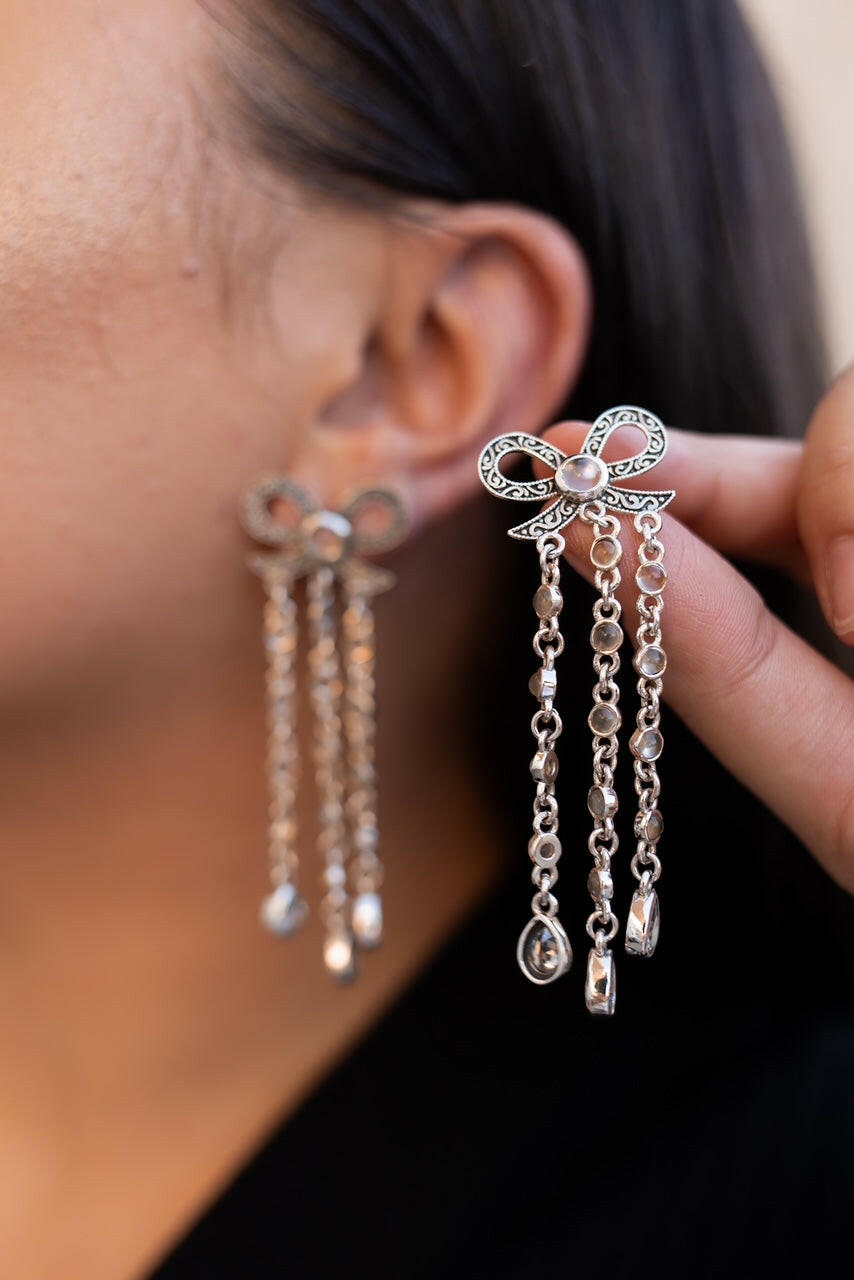 Stone Bundle Dangle Bow Earrings-Stud Earrings-Krush Kandy, Women's Online Fashion Boutique Located in Phoenix, Arizona (Scottsdale Area)