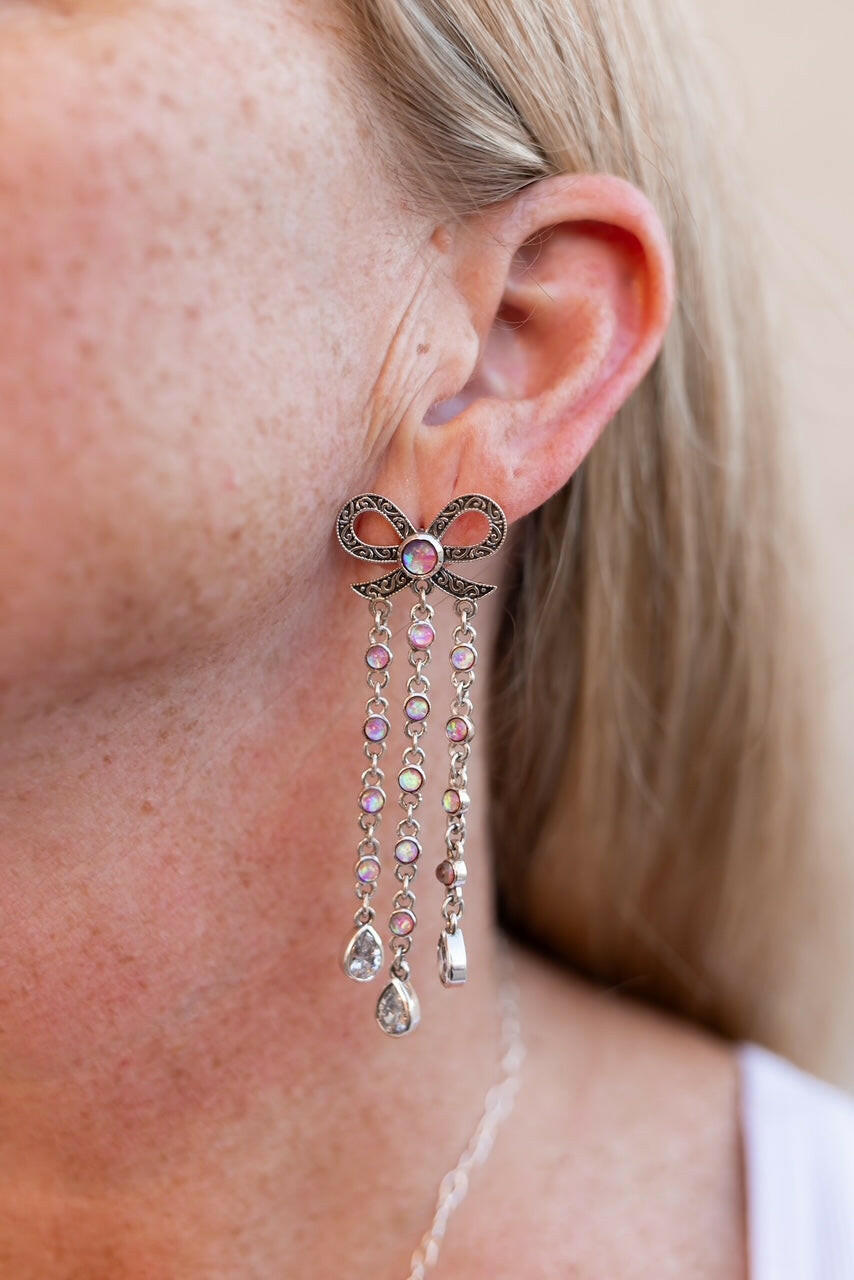 Stone Bundle Dangle Bow Earrings-Stud Earrings-Krush Kandy, Women's Online Fashion Boutique Located in Phoenix, Arizona (Scottsdale Area)