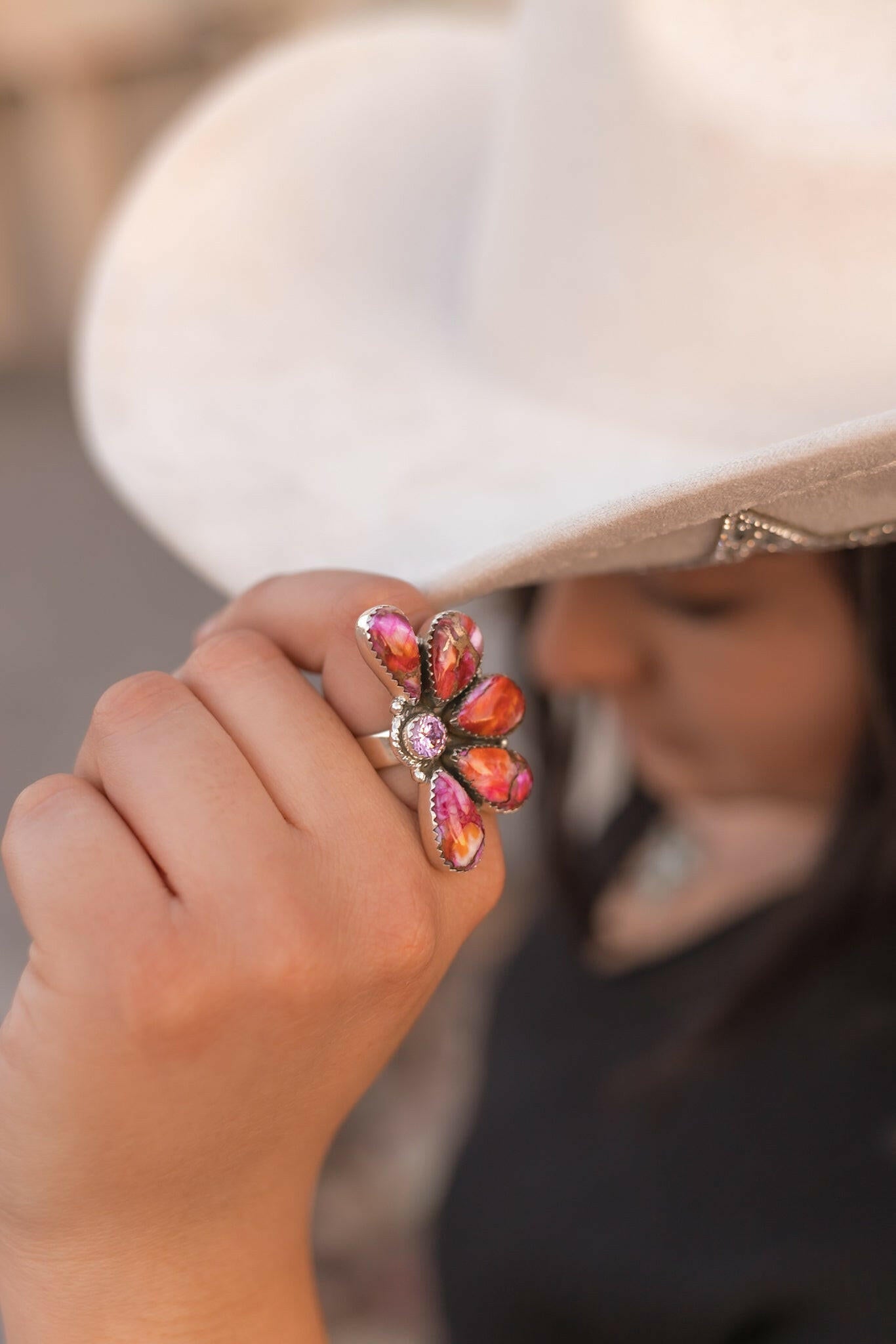 Star Burst Half Flower Ring-Rings-Krush Kandy, Women's Online Fashion Boutique Located in Phoenix, Arizona (Scottsdale Area)