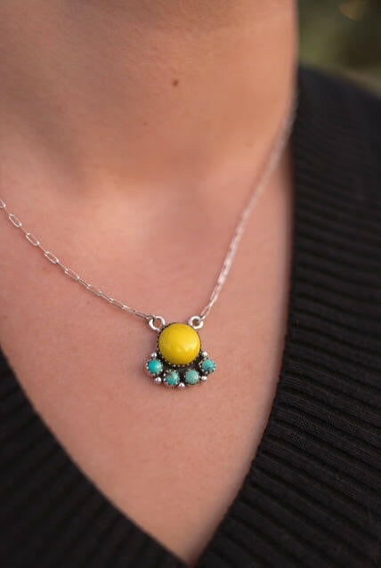 Rosarital Slab & Turquoise Chain Pendants-Necklaces-Krush Kandy, Women's Online Fashion Boutique Located in Phoenix, Arizona (Scottsdale Area)