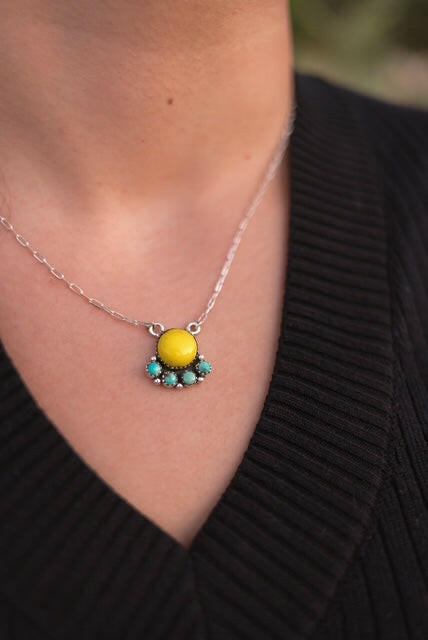 Rosarital Slab & Turquoise Chain Pendants-Necklaces-Krush Kandy, Women's Online Fashion Boutique Located in Phoenix, Arizona (Scottsdale Area)