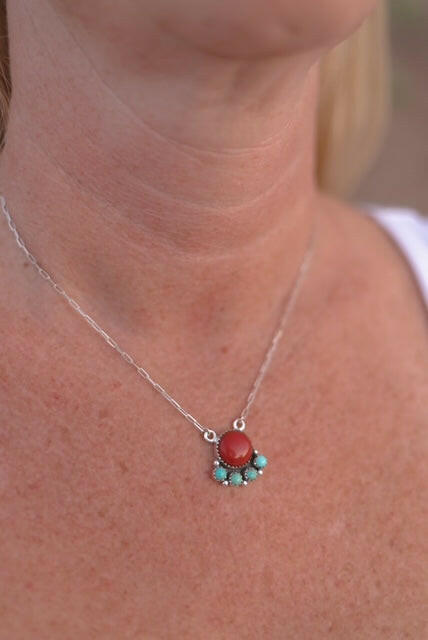 Rosarital Slab & Turquoise Chain Pendants-Necklaces-Krush Kandy, Women's Online Fashion Boutique Located in Phoenix, Arizona (Scottsdale Area)