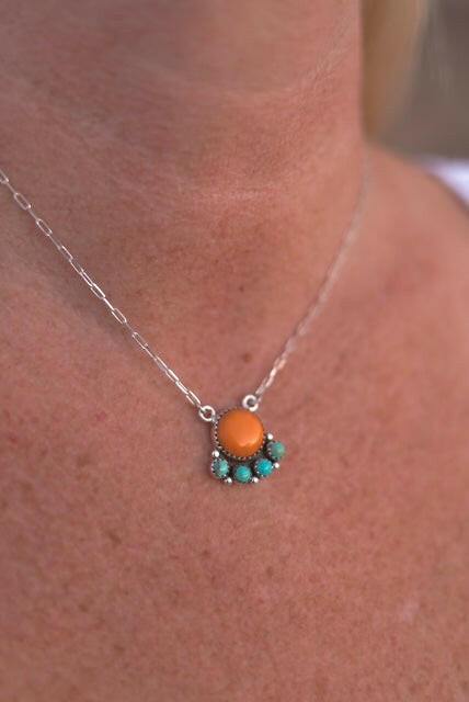 Rosarital Slab & Turquoise Chain Pendants-Necklaces-Krush Kandy, Women's Online Fashion Boutique Located in Phoenix, Arizona (Scottsdale Area)