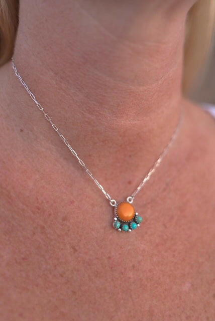 Rosarital Slab & Turquoise Chain Pendants-Necklaces-Krush Kandy, Women's Online Fashion Boutique Located in Phoenix, Arizona (Scottsdale Area)