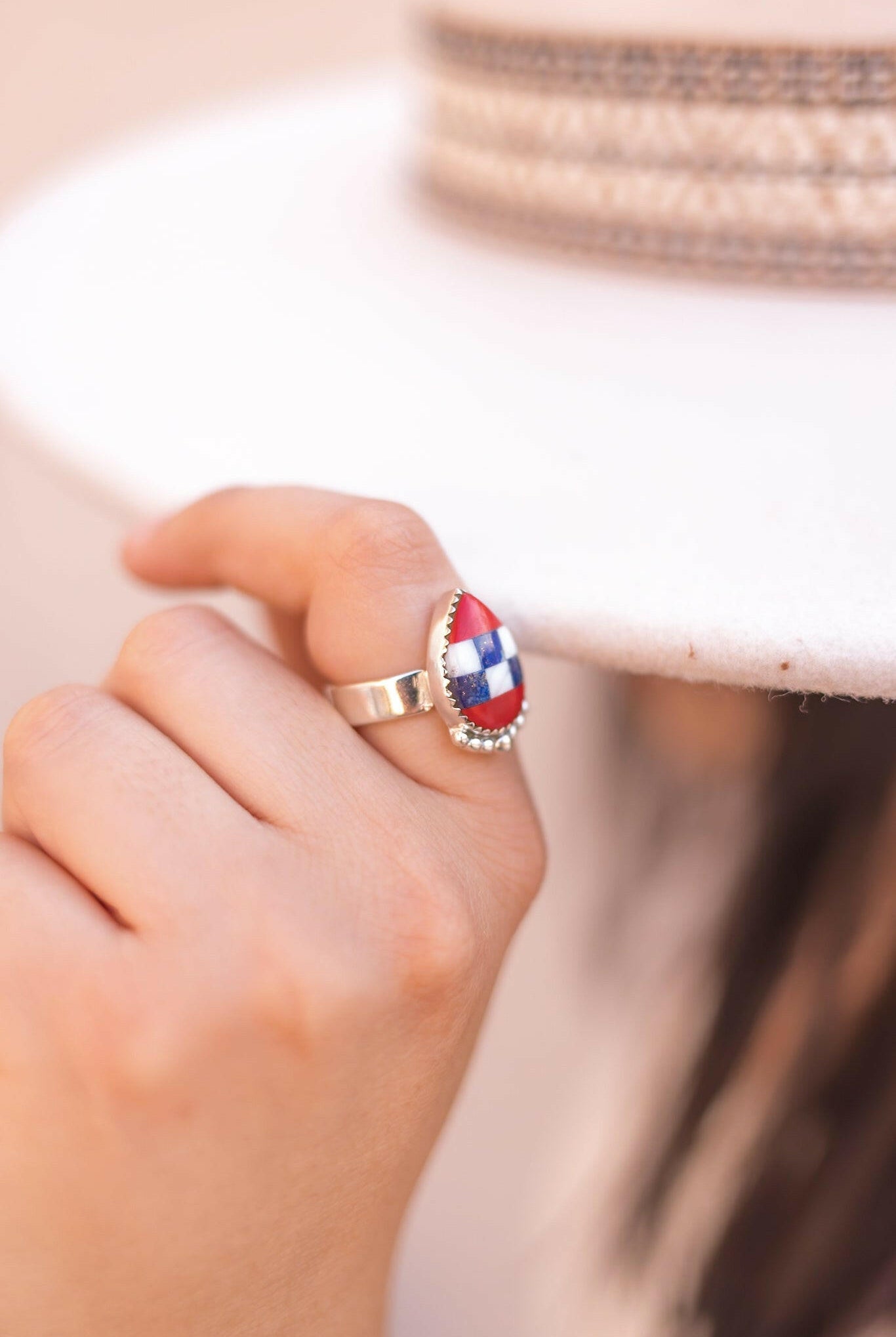 Americana Check Charm Rings-Rings-Krush Kandy, Women's Online Fashion Boutique Located in Phoenix, Arizona (Scottsdale Area)