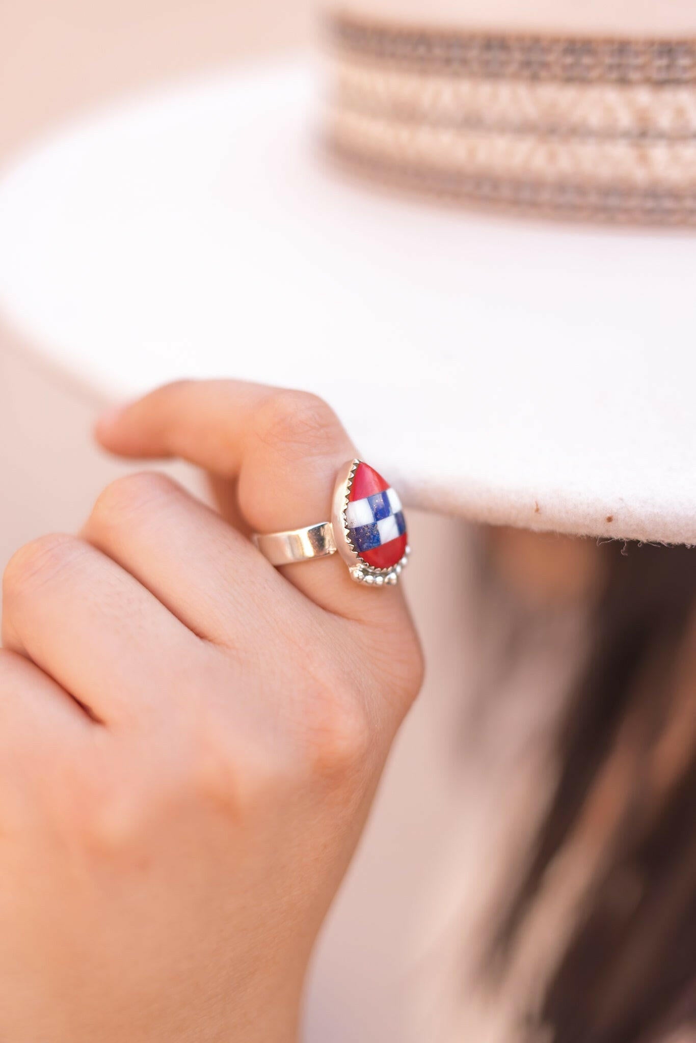 Americana Check Charm Rings-Rings-Krush Kandy, Women's Online Fashion Boutique Located in Phoenix, Arizona (Scottsdale Area)