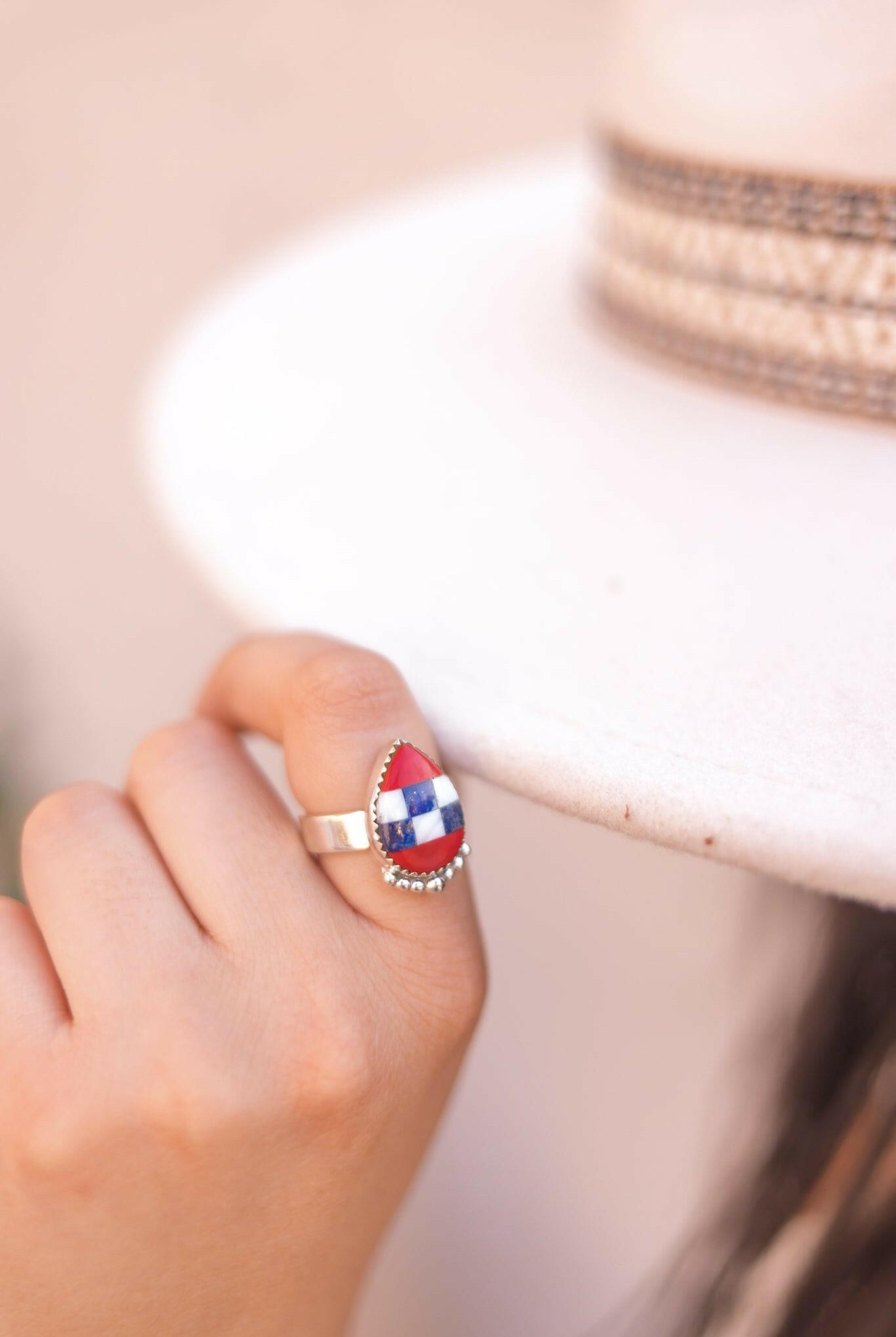 Americana Check Charm Rings-Rings-Krush Kandy, Women's Online Fashion Boutique Located in Phoenix, Arizona (Scottsdale Area)