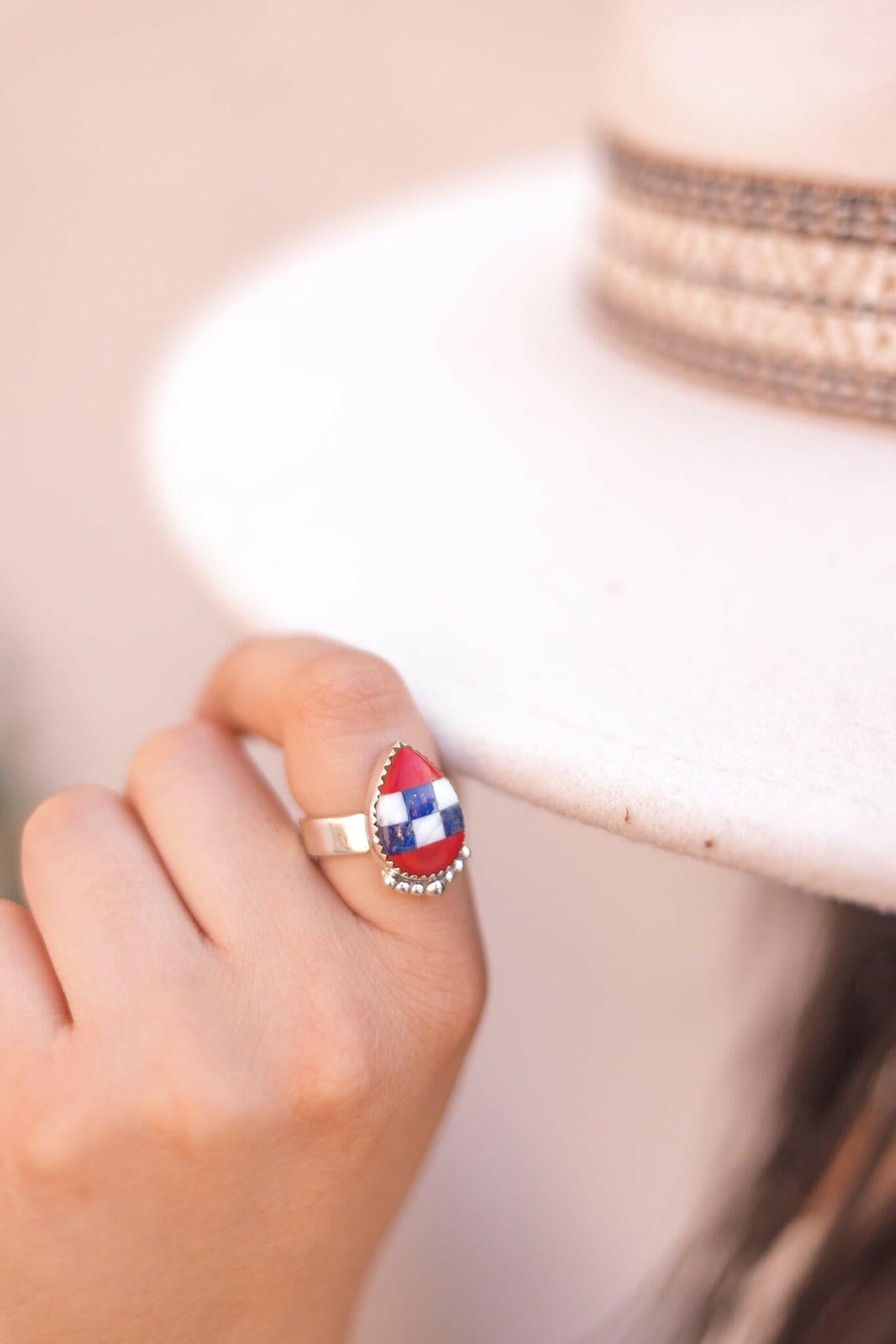 Americana Check Charm Rings-Rings-Krush Kandy, Women's Online Fashion Boutique Located in Phoenix, Arizona (Scottsdale Area)