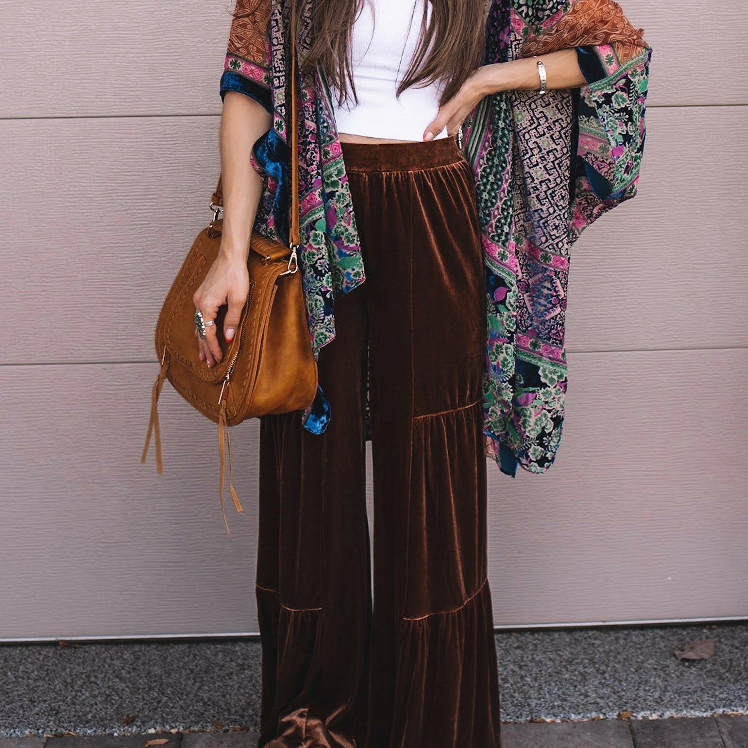 Brooke Velvet Ruffle Hem Wide Leg Pants-Pants-Krush Kandy, Women's Online Fashion Boutique Located in Phoenix, Arizona (Scottsdale Area)