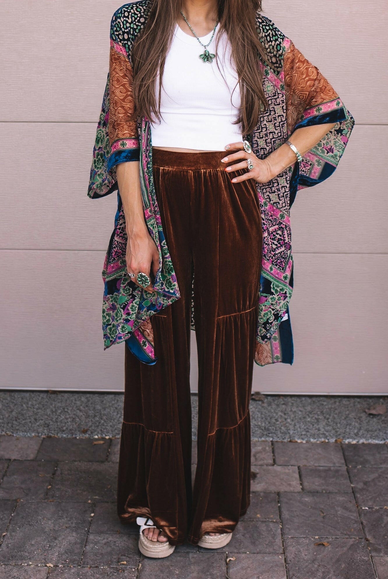 Brooke Velvet Ruffle Hem Wide Leg Pants-Pants-Krush Kandy, Women's Online Fashion Boutique Located in Phoenix, Arizona (Scottsdale Area)