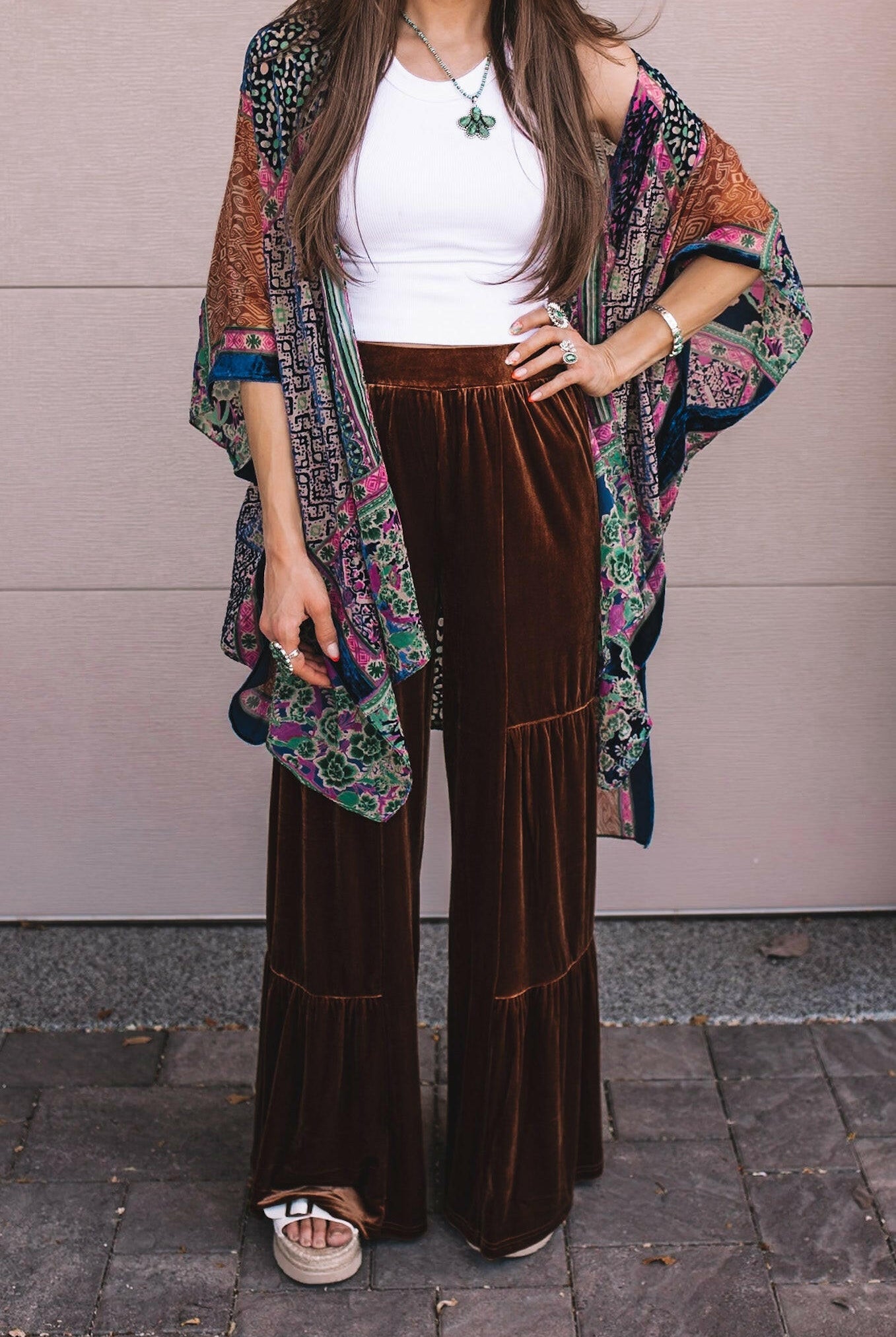 Brooke Velvet Ruffle Hem Wide Leg Pants-Pants-Krush Kandy, Women's Online Fashion Boutique Located in Phoenix, Arizona (Scottsdale Area)