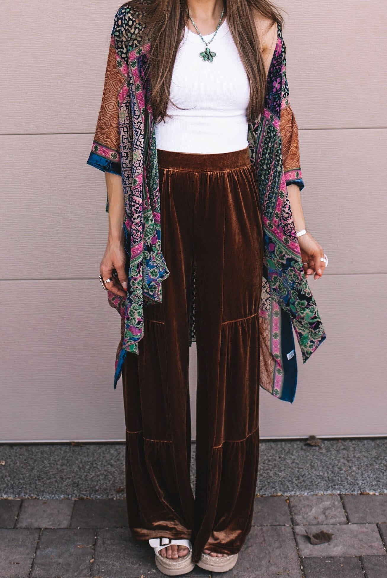 Brooke Velvet Ruffle Hem Wide Leg Pants-Pants-Krush Kandy, Women's Online Fashion Boutique Located in Phoenix, Arizona (Scottsdale Area)
