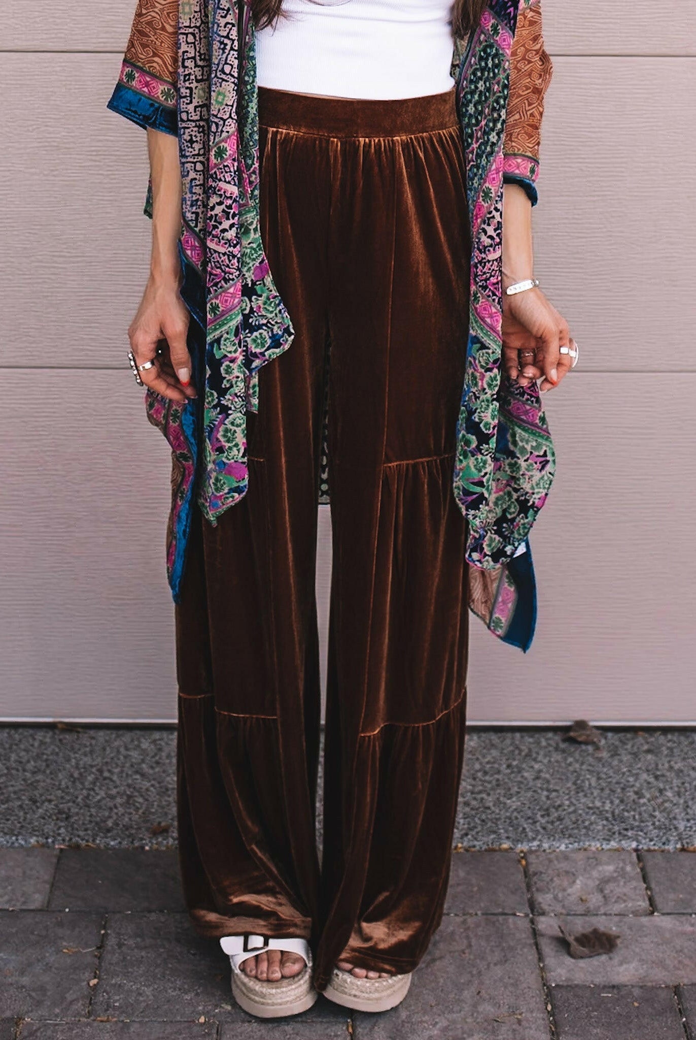 Brooke Velvet Ruffle Hem Wide Leg Pants-Pants-Krush Kandy, Women's Online Fashion Boutique Located in Phoenix, Arizona (Scottsdale Area)