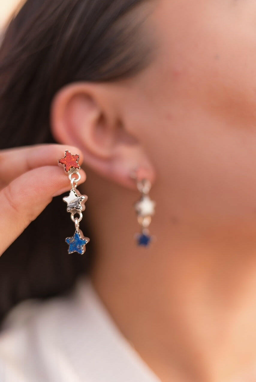 Glimmering Patriot Stars Earrings-Earrings-Krush Kandy, Women's Online Fashion Boutique Located in Phoenix, Arizona (Scottsdale Area)