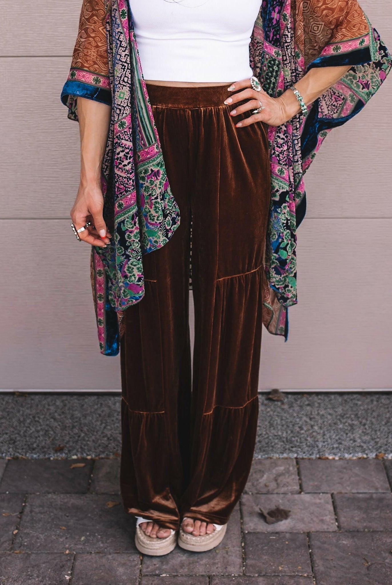 Brooke Velvet Ruffle Hem Wide Leg Pants-Pants-Krush Kandy, Women's Online Fashion Boutique Located in Phoenix, Arizona (Scottsdale Area)