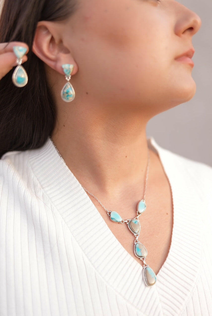 Desert Blue Jasper Necklace and Earring Set-Necklaces-Krush Kandy, Women's Online Fashion Boutique Located in Phoenix, Arizona (Scottsdale Area)