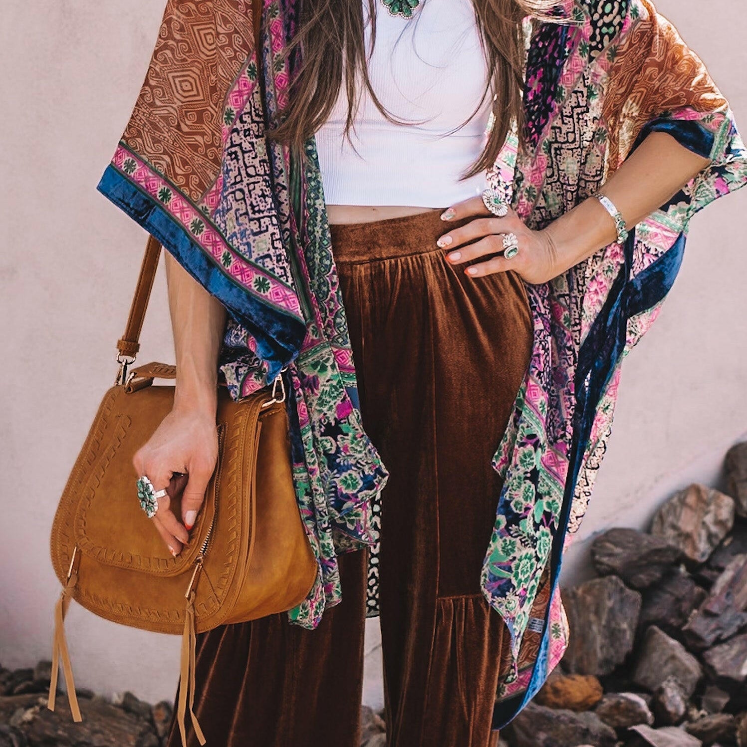 Bohemian Burnout Velvet Kimono-Kimonos-Krush Kandy, Women's Online Fashion Boutique Located in Phoenix, Arizona (Scottsdale Area)