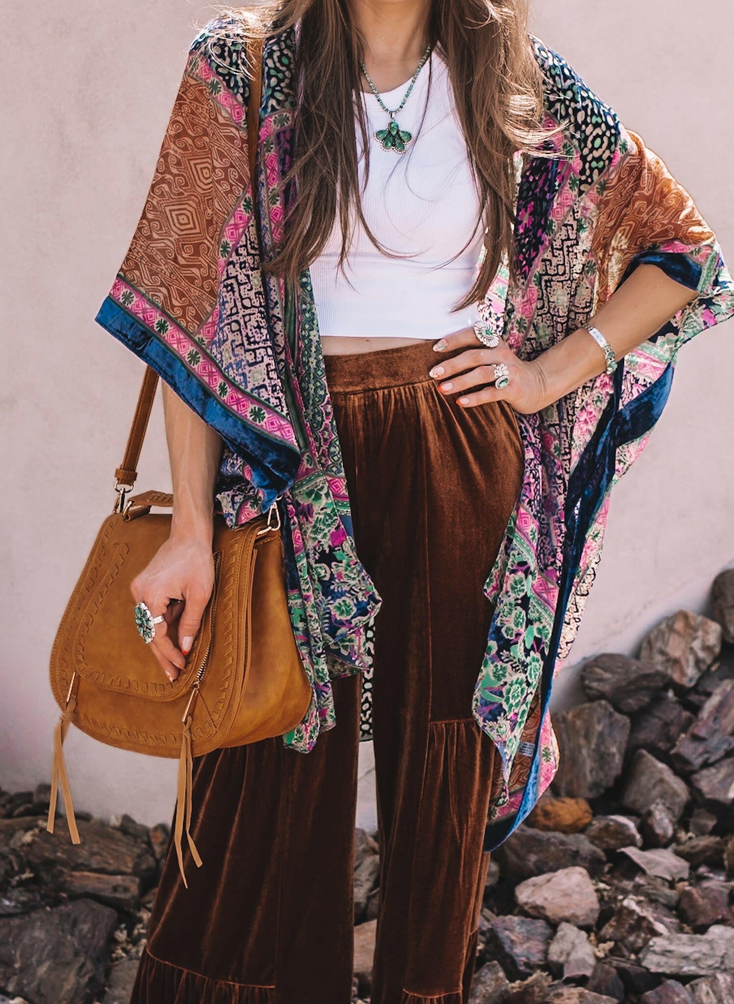Bohemian Burnout Velvet Kimono-Kimonos-Krush Kandy, Women's Online Fashion Boutique Located in Phoenix, Arizona (Scottsdale Area)