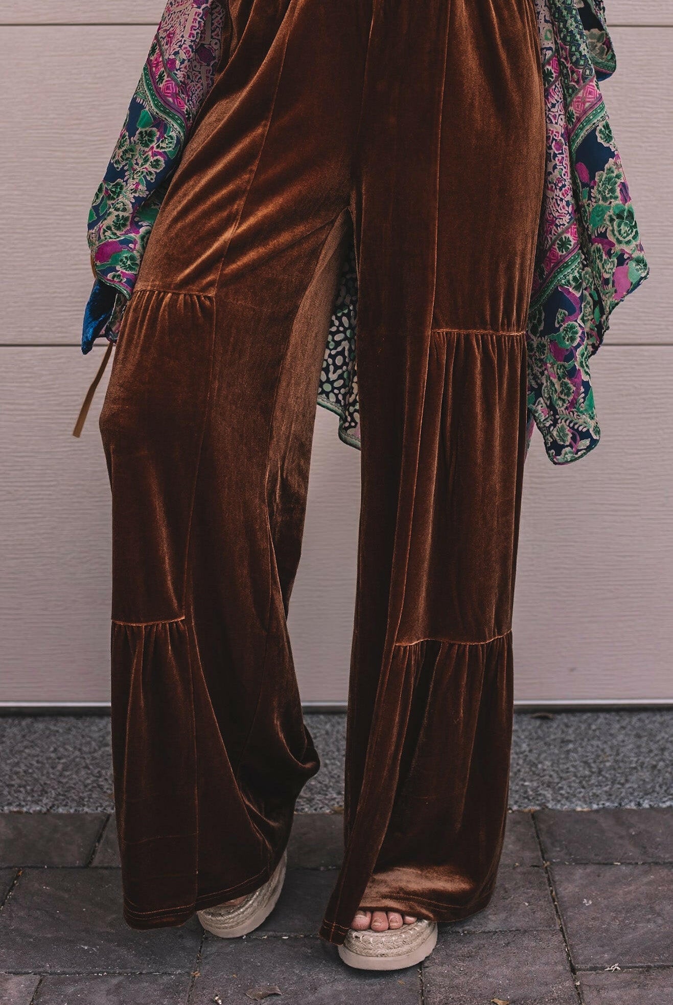 Brooke Velvet Ruffle Hem Wide Leg Pants-Pants-Krush Kandy, Women's Online Fashion Boutique Located in Phoenix, Arizona (Scottsdale Area)